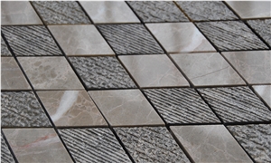 Natural Polished Marble Stone Mosaic - Resin and Ceramic Wall and Floor Mosaic -For Luxury Hotel Commercial Project Use