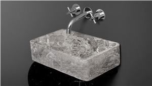 Rectangle Shape Grey Marble Stone Basin & Sink, High Polished Marble Basin for Bathroom & Kitchen, Natural Stone Sink from China Factory