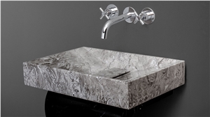 Rectangle Shape Grey Marble Stone Basin & Sink, High Polished Marble Basin for Bathroom & Kitchen, Natural Stone Sink from China Factory