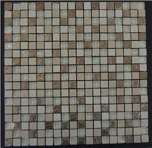Stone Mosaic Tile, Glass Mosaic Mixed with Ceramic, Resin, Size Of 15*15mm, Whole Pc 300*300mm, from China Mosaic Factory