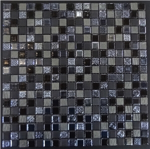 Stone Mosaic Tile, Glass Mosaic Mixed with Ceramic, Resin, Size Of 15*15mm, Whole Pc 300*300mm, from China Mosaic Factory