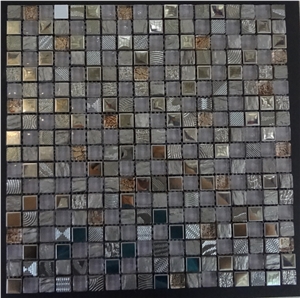 Stone Mosaic Tile, Glass Mosaic Mixed with Ceramic, Resin, Size Of 15*15mm, Whole Pc 300*300mm, from China Mosaic Factory