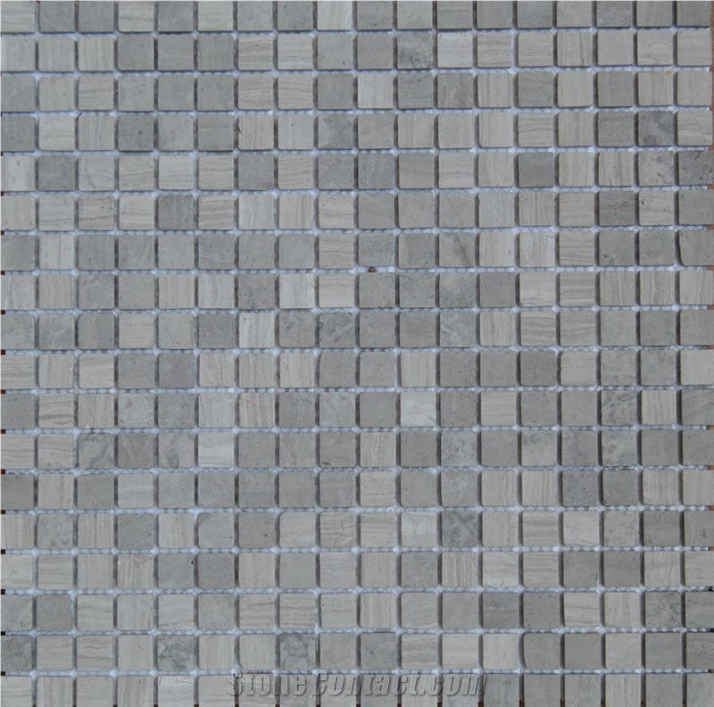 Wooden Grey Marble Wall Mosaic/ Floor Mosaic Polished Mosaic Split/Mosaic Pattern / Manmade Stone Mosaic Pattern /Thin Laminated Mosaic /Laminated Mosaic Terry Stone