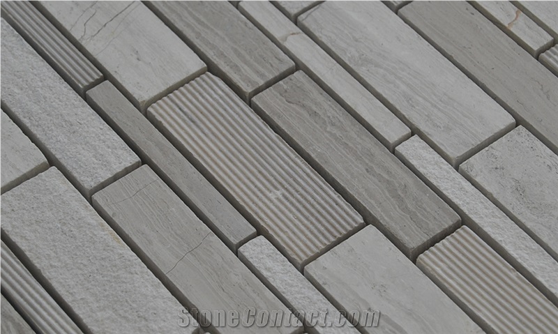 Wooden Grey Marble Wall Mosaic/ Floor Mosaic Polished Mosaic Split/Mosaic Pattern / Manmade Stone Mosaic Pattern /Thin Laminated Mosaic /Laminated Mosaic Terry Stone