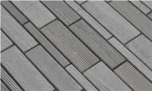 Wooden Grey Marble Wall Mosaic/ Floor Mosaic Polished Mosaic Split/Mosaic Pattern / Manmade Stone Mosaic Pattern /Thin Laminated Mosaic /Laminated Mosaic Terry Stone