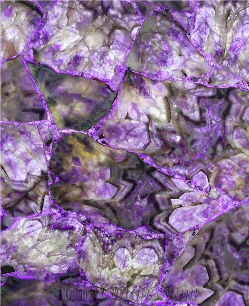 Lilac Semiprecious Stone Tiles Multi-Color Crystal