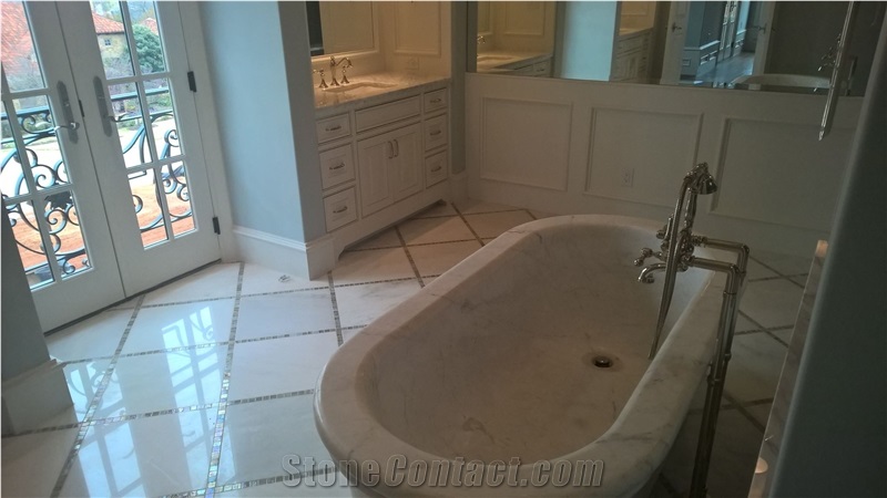 Bianco Pencilvein Marble Bathroom Design