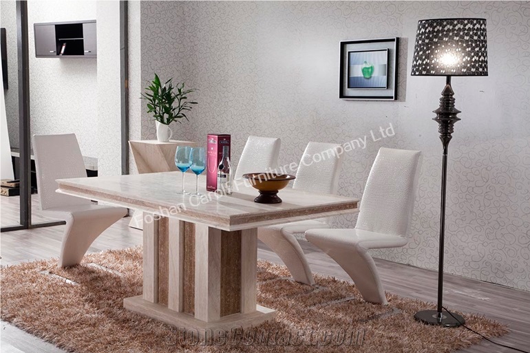 Britney Marble Top Dining Table, White