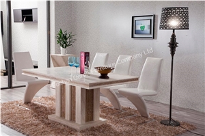 Britney Marble Top Dining Table, White