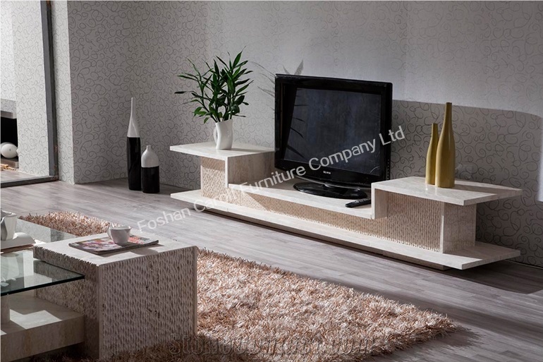 Fench Style Hand Made Natural Travertine Tv Stand