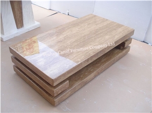 Luxury Yellow Marble Travertine Coffee Table for Living Room