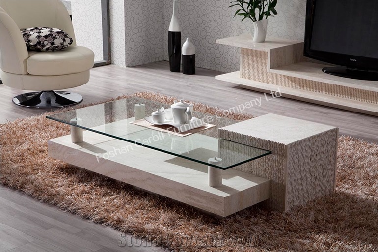 Modern High Quality Polishied Kozani White Marble Coffee Table