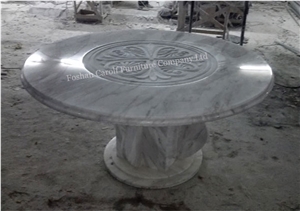 Round Table for White Marble Home Used, 3 Pieces