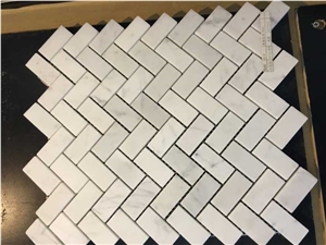 Polished Carrara White Marble Mosaics, Bc-M1005, Can Be Made Of Calacatta White/Statuario, Bianco Dolomiti, Italy Grey, Carrara Grey Marble
