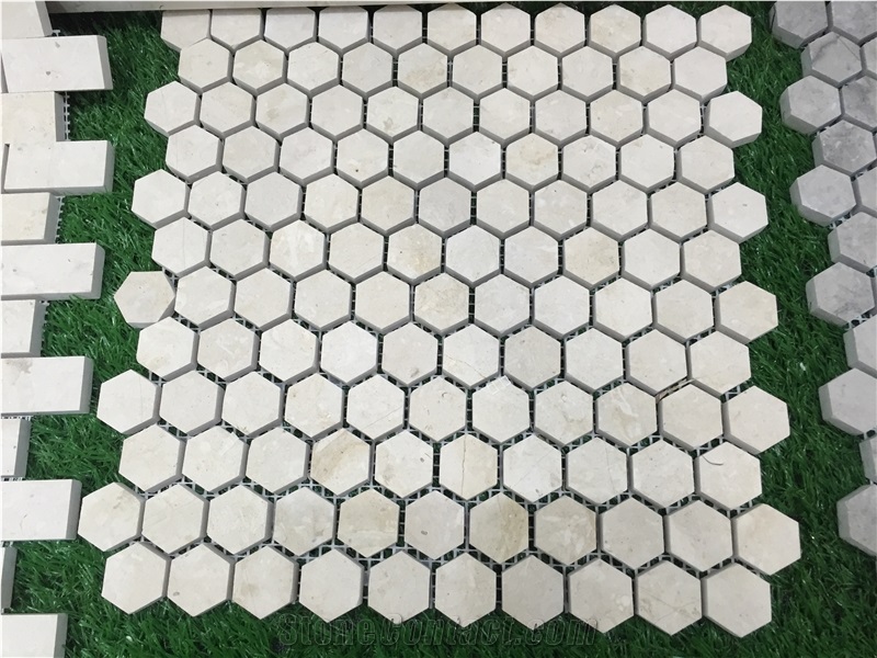 Tunisia Cream Cheverny Limestone Mosaics, Light Beige Cheverny Polished/Honed Tiles, Interior Wall and Floor Covering Stone, Bc-Lm2002