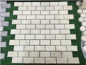 Tunisia Royal Thala Beige Limestone Mosaics, Polished/Honed Tiles, Interior Wall and Floor Covering Stone, Bc-Lm1001