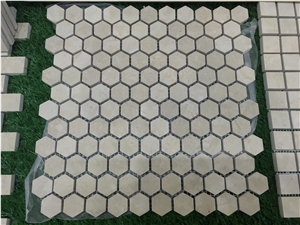 Tunisia Royal Thala Beige Limestone Mosaics, Polished/Honed Tiles, Interior Wall and Floor Covering Stone, Bc-Lm1002