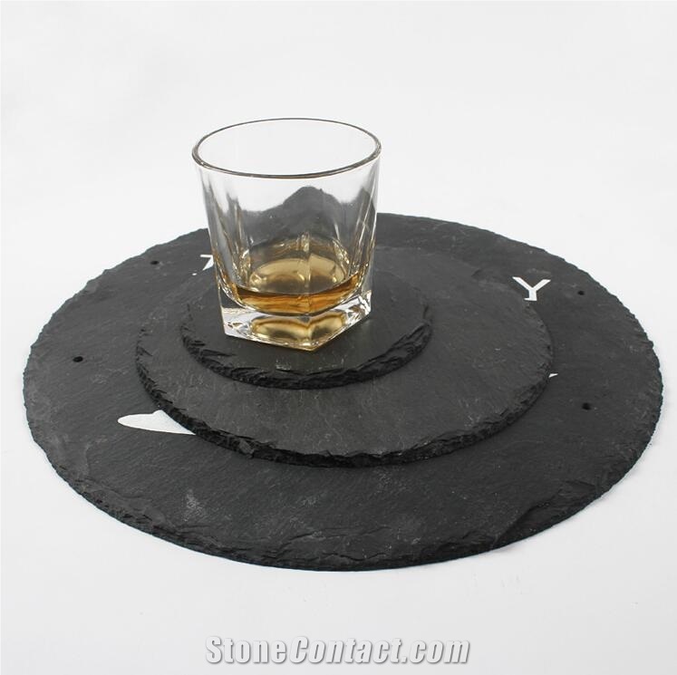 Black Slate Dinner Plate, Oval Shape Black Granite Coasters and Placemat, Slate Chopping Board Uk