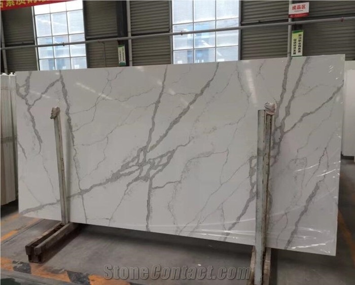 Calacatta White Quartz Stone Slab,White Engineered Quartz Slabs for Canada,Solid Surface White Quartz for Kitchen,Artificial White Quartz Slabs