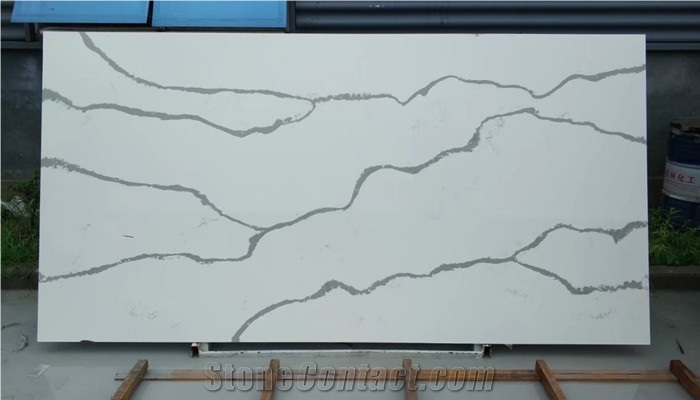 Calacatta White Quartz Stone Slab,White Engineered Quartz Slabs for Canada,Solid Surface White Quartz for Kitchen,Artificial White Quartz Slabs