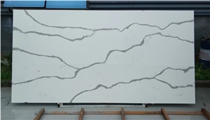 Calacatta White Quartz Stone Slab,White Engineered Quartz Slabs for Canada,Solid Surface White Quartz for Kitchen,Artificial White Quartz Slabs