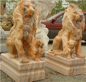 Carving Stone Statues, Lion Sculpture
