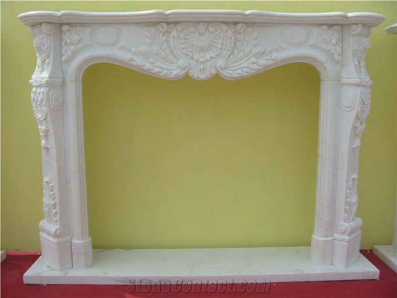 European Style Cream Marble Stone Carved Fireplaces Surround Design, Ireland Fireplace Accessories,Indoor Wall Mounted Fireplaces Mantels