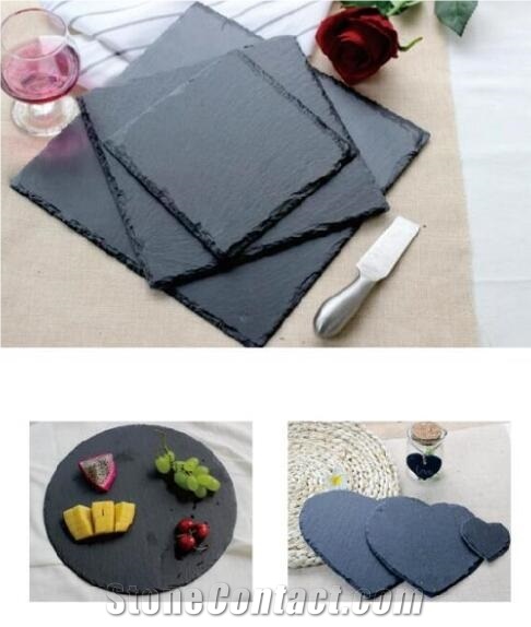 Natural Black Slate Table Ware Set , Good Quality Competitive Price Slate Cheese Dish