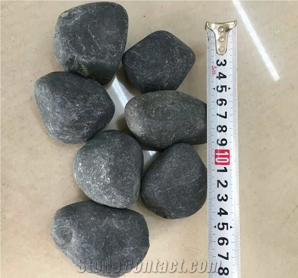 Super Good Quality Tumble Unpolished Black Pebbles, Black Unpolished Pebbles for Garden Decorations