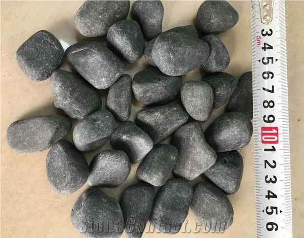 Super Good Quality Tumble Unpolished Black Pebbles, Black Unpolished Pebbles for Garden Decorations