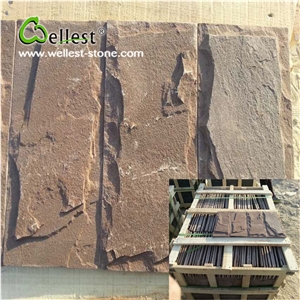 Brown Sandstone Split Mushroom Pillow Face Castle Stone Strip for Feature and Garden Exterior Wall Cladding