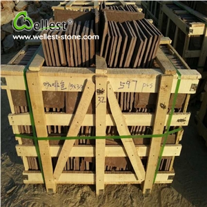 Brown Sandstone Split Mushroom Pillow Face Castle Stone Strip for Feature and Garden Exterior Wall Cladding