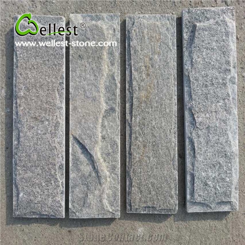Green Quartzite Split Mushroom Pillow Face Castle Stone Strip for Feature and Garden Exterior Wall Cladding