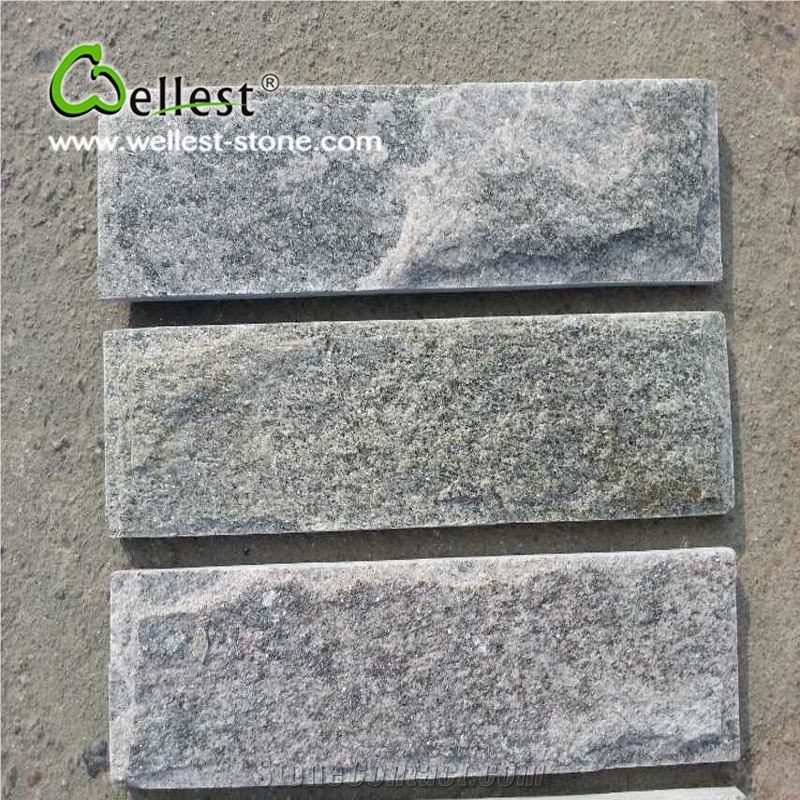 Green Quartzite Split Mushroom Pillow Face Castle Stone Strip for Feature and Garden Exterior Wall Cladding