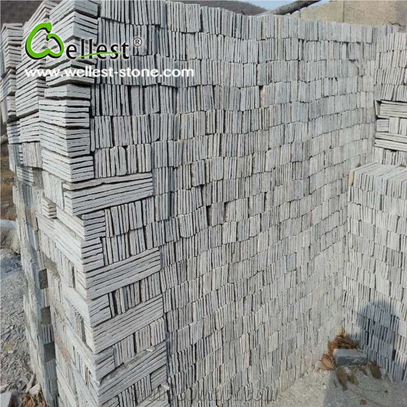 Green Quartzite Split Mushroom Pillow Face Castle Stone Strip for Feature and Garden Exterior Wall Cladding