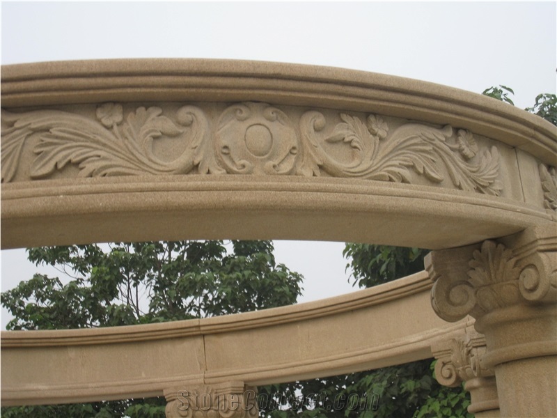 Beige Sandstone Gazebo for Garden, Backyard Gazebo