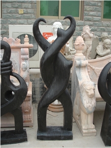 Black Limestone Abstract Statue Sculpture