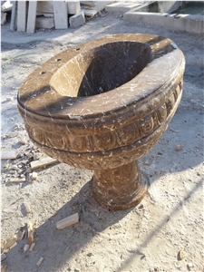 Chinese Emperador Marble Sink with Pedestal