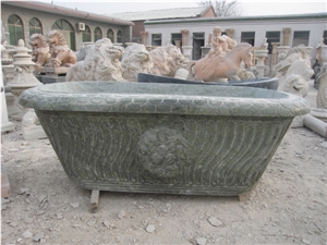 Green Marble Bath Tub with Hand Carving Sculpture Green Marble Bath Tub with Hand Carving Sculpture