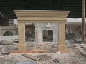 Solid Beige Marble Fireplace Mantel Surround Solid Beige Marble Fireplace Mantel Surround