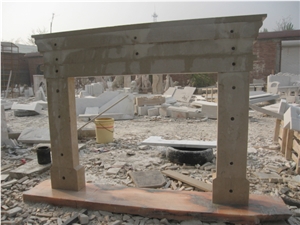 Solid Beige Marble Fireplace Mantel Surround