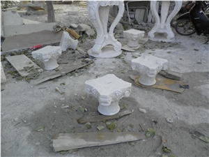 White Marble Column Capital in Roman Style