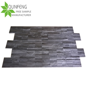 Dark Grey/Black Stacked Stone Slate Wall Decoration