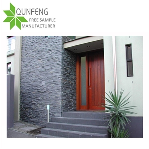 Black Slate Charcoal Natural Culture Stone Stacked,Tile Wall Cladding Panel Split Face Mosaic Rock 36x10cm Z-Shape Veneer