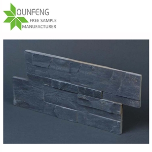 Ce Passed 18x35cm Shape S Durable Non-Fading Natural Black Slate Stone Wall Panel,Slate Stacked Stone for Wall Decor,Manufactured Stone Veneer