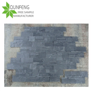 Ce Passed 18x35cm Shape S Durable Non-Fading Natural Black Slate Stone Wall Panel,Slate Stacked Stone for Wall Decor,Manufactured Stone Veneer