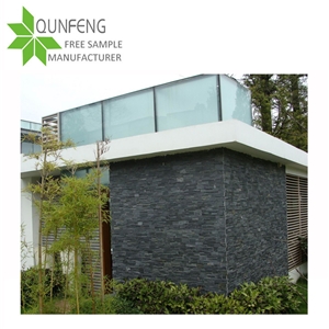 Ce Passed 18x35cm Shape S Durable Non-Fading Natural Black Slate Stone Wall Panel,Slate Stacked Stone for Wall Decor,Manufactured Stone Veneer