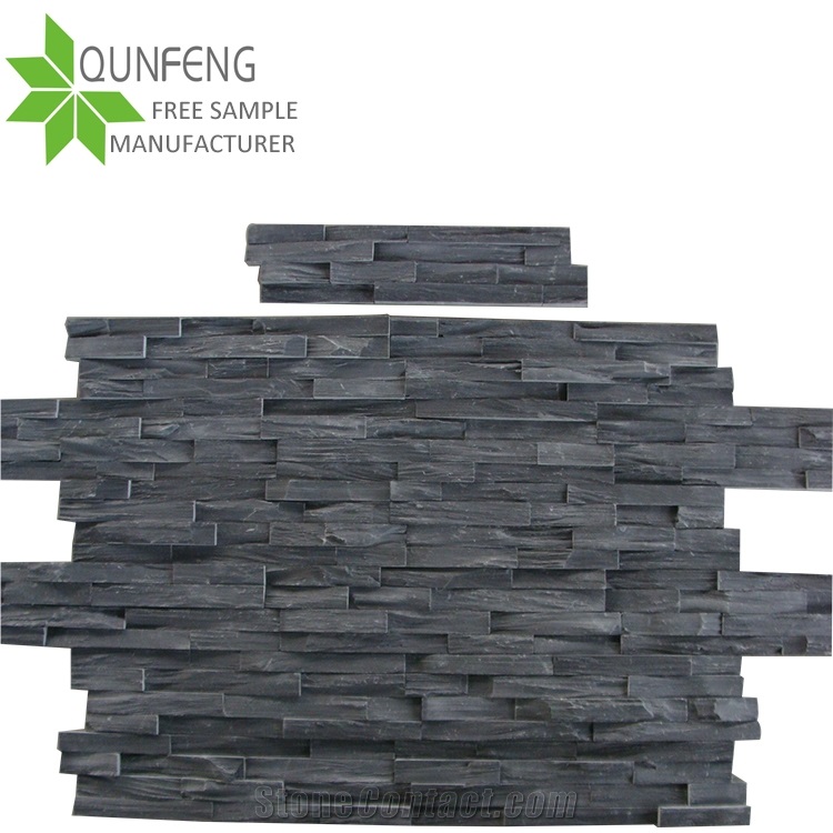 Ce Passed Erosion Resistance Antacid Durable Rough Surface Natural Black Slate Wall Panel