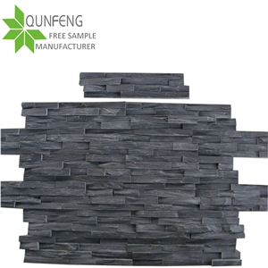 Ce Passed Erosion Resistance Antacid Durable Rough Surface Natural Black Slate Wall Panel