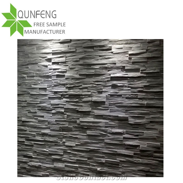 Ce Passed Erosion Resistance Antacid Durable Rough Surface Natural Black Slate Wall Panel